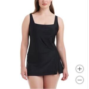 Beyond Control Womens Swim Dress Tummy Control Adjustable Straps Black Large New